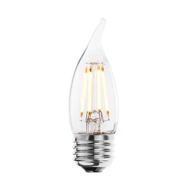 Lamp Parts Lighting Chandelier 4 Candle Turn Tip 4 Candle Turn Tip Ca10 120v E26 Medium Base Dimmable Clear Led Filament Decorative Light Bulb