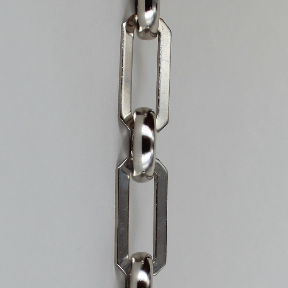Lamp Parts Lighting Chandelier Polished Nickel Polished Nickel Finish Brass Rectangular Shape Lamp Chain With Round Joining Links