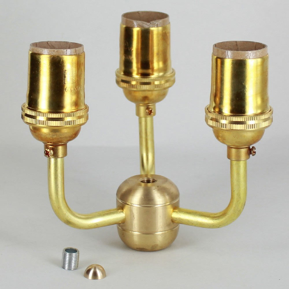 Lamp Parts Lighting Chandelier 3 Light Unfinished 3 Light Unfinished Brass Cer Kit With Keyless E 26 Base Lamp Sockets