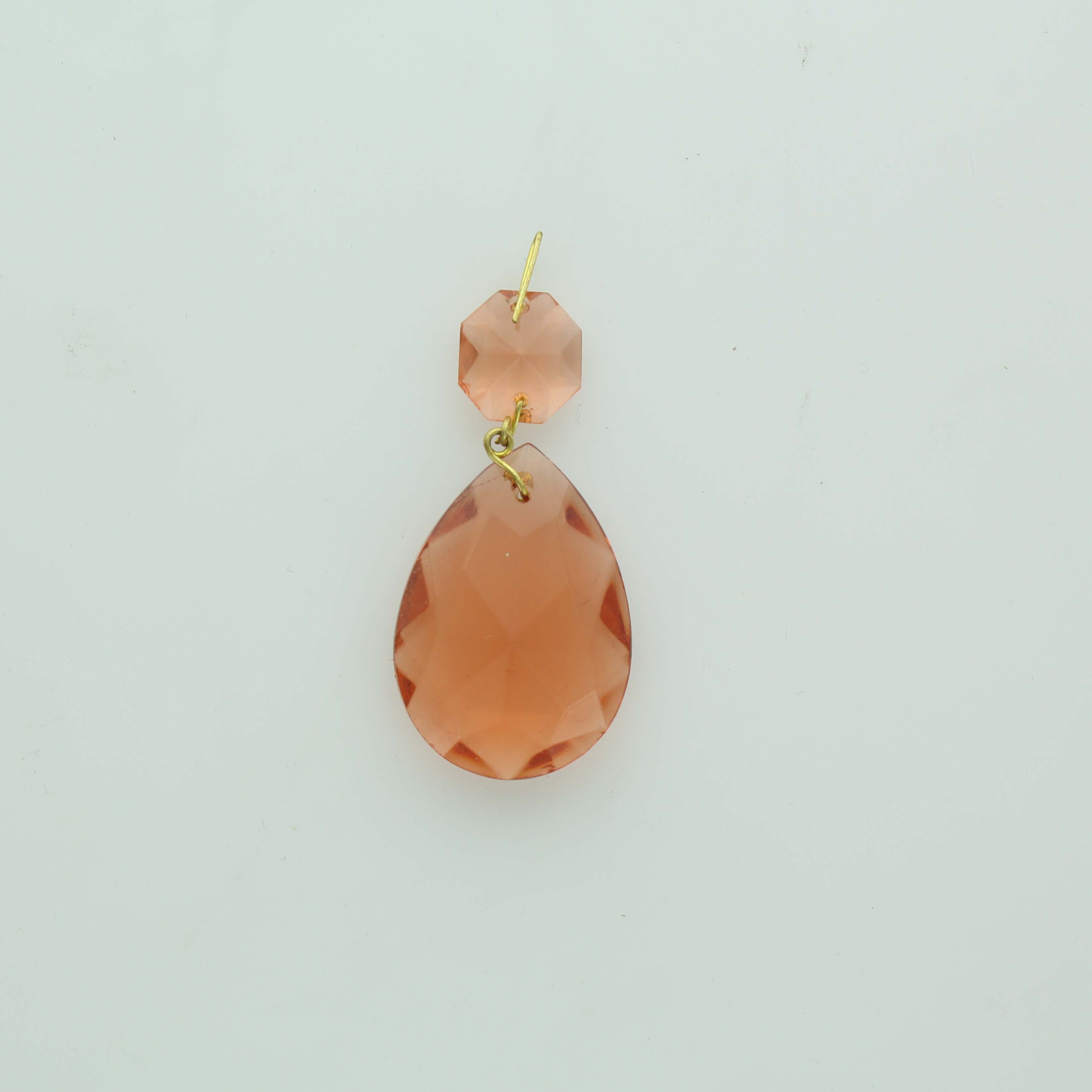 Lamp Parts Lighting Chandelier 1 2in Peach Peach Crystal Pear Drop With Jewel And Brass Clip