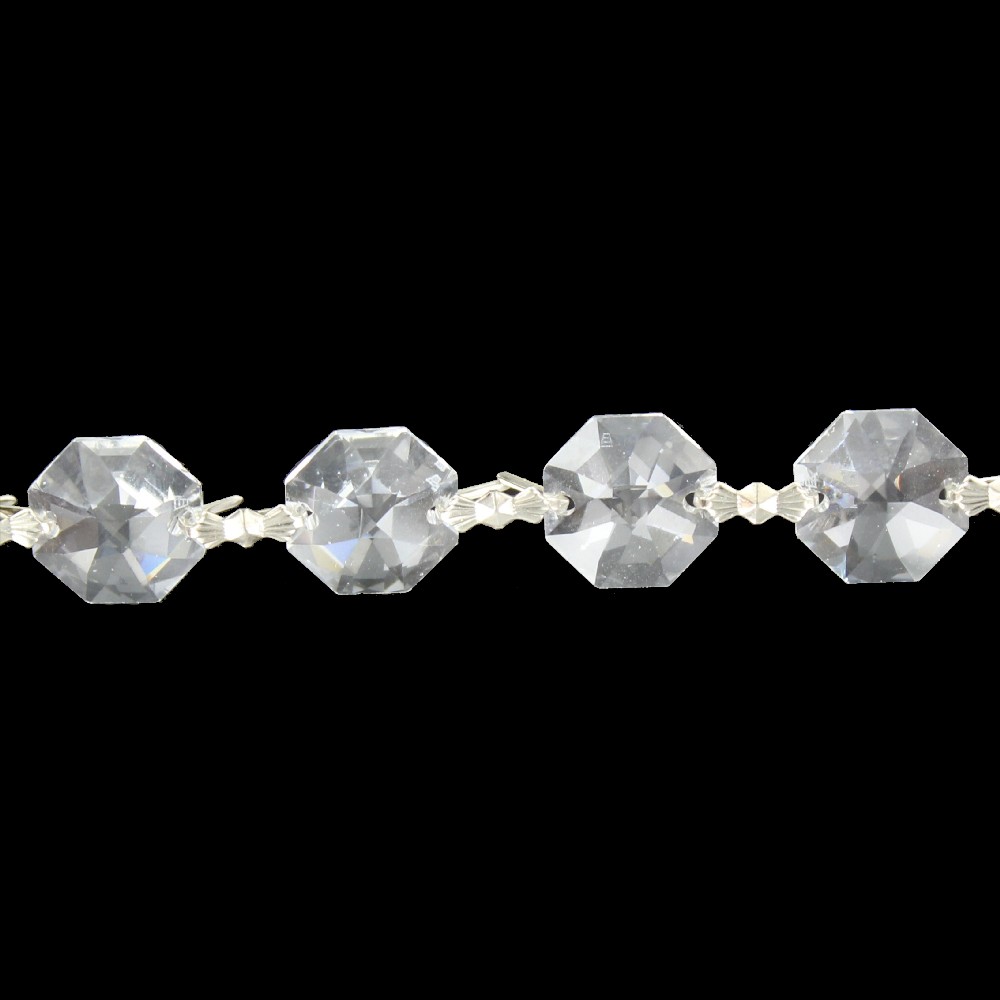 Lamp Parts Lighting Chandelier 14mm Strass Lead Strass Lead Crystal Chain With Nickel Bowtie Clips