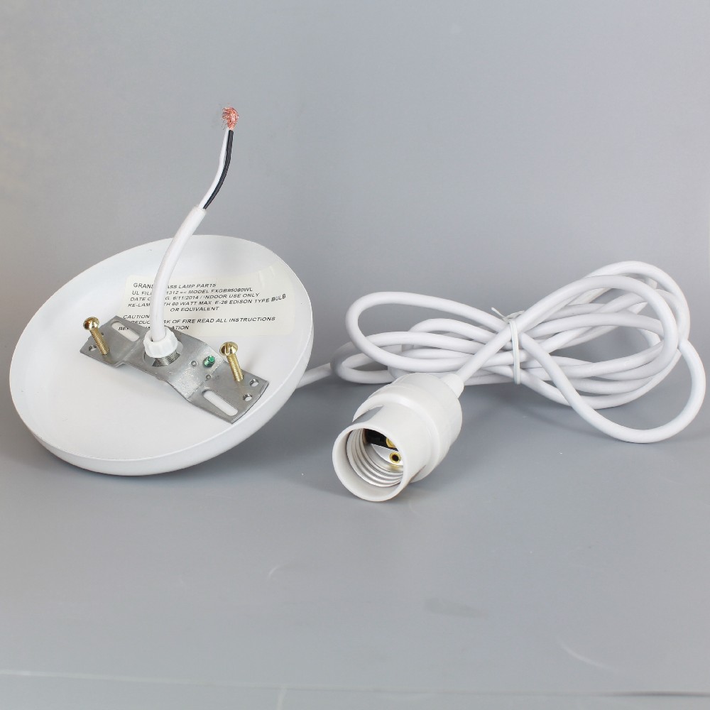 Lamp Parts Lighting Chandelier Keyless Edison Keyless Edison Medium E26 White Phenolic Pendant Fixture With 8 Ft Svt Wire
