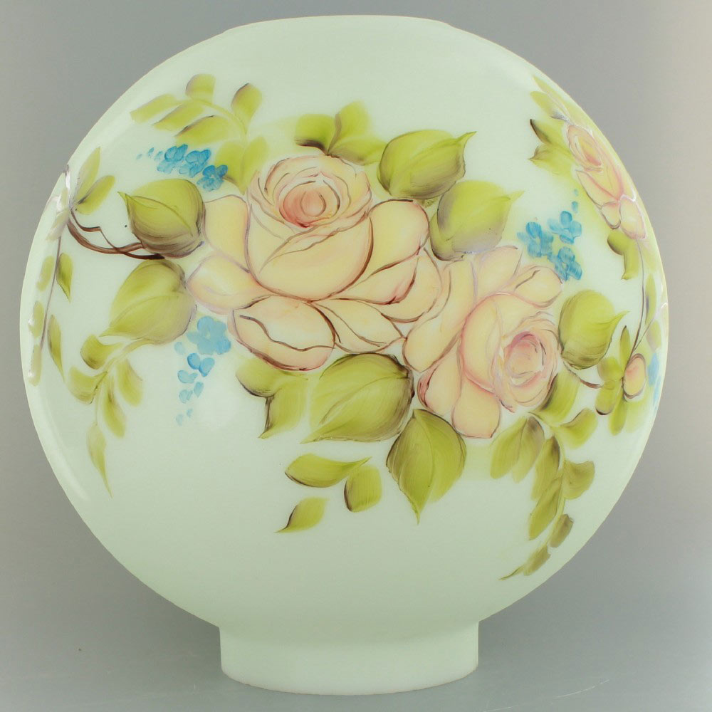 8in Open Ball With Beige And Pink Hand Painted Flowers 4in Bottom Er 8in Open Ball With Beige And Pink Hand Painted Flowers 4in Bottom Er