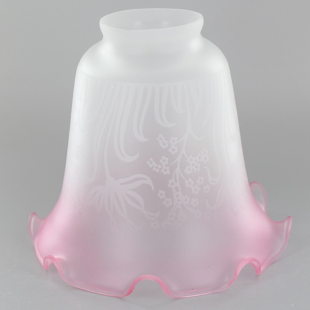 Lamp Parts Lighting Chandelier Frosted With Clear Frosted With Clear Flower And Pink Ruffle 2 1 4in Neck