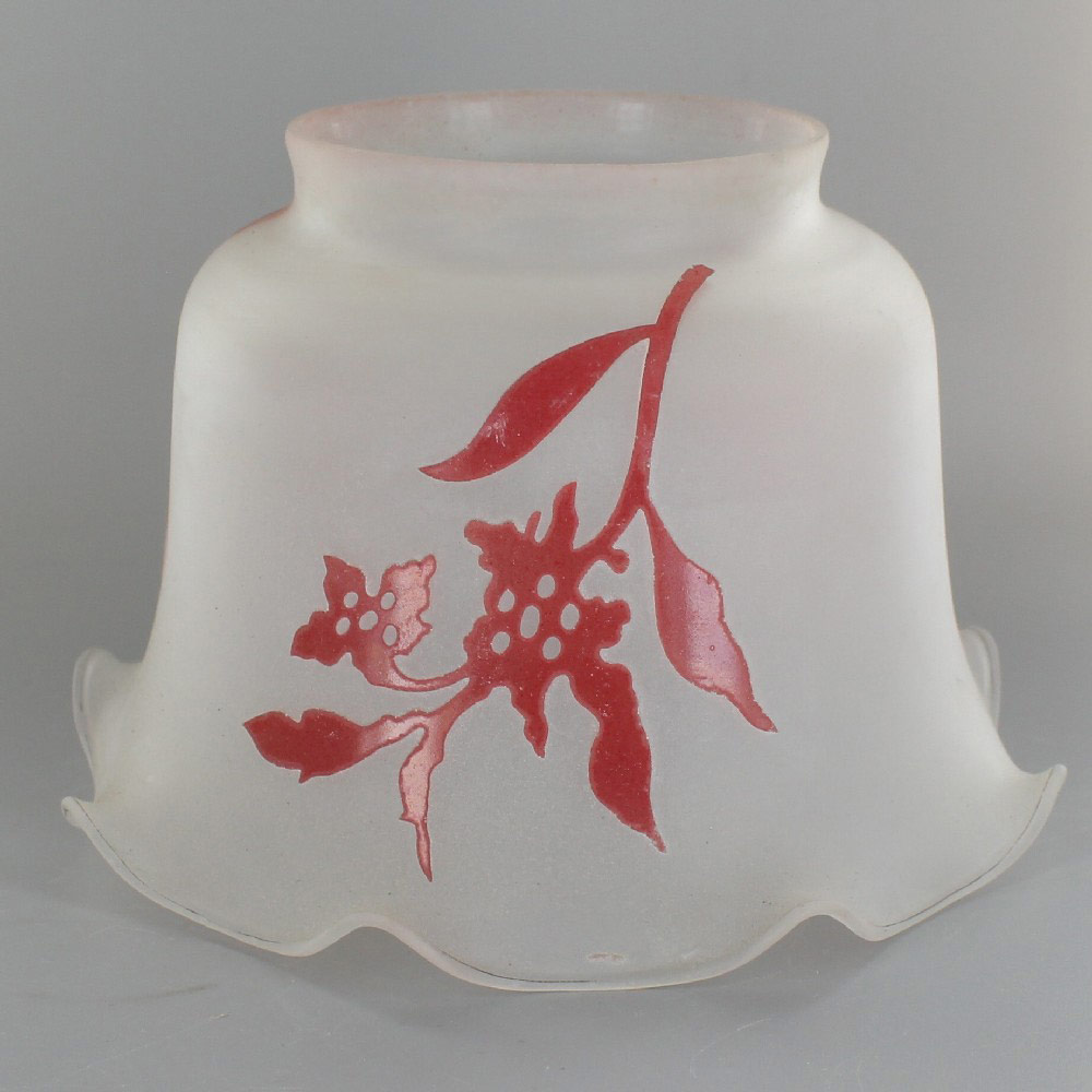 Lamp Parts Lighting Chandelier Frosted With Red Frosted With Red Flower Shade 4in Neck