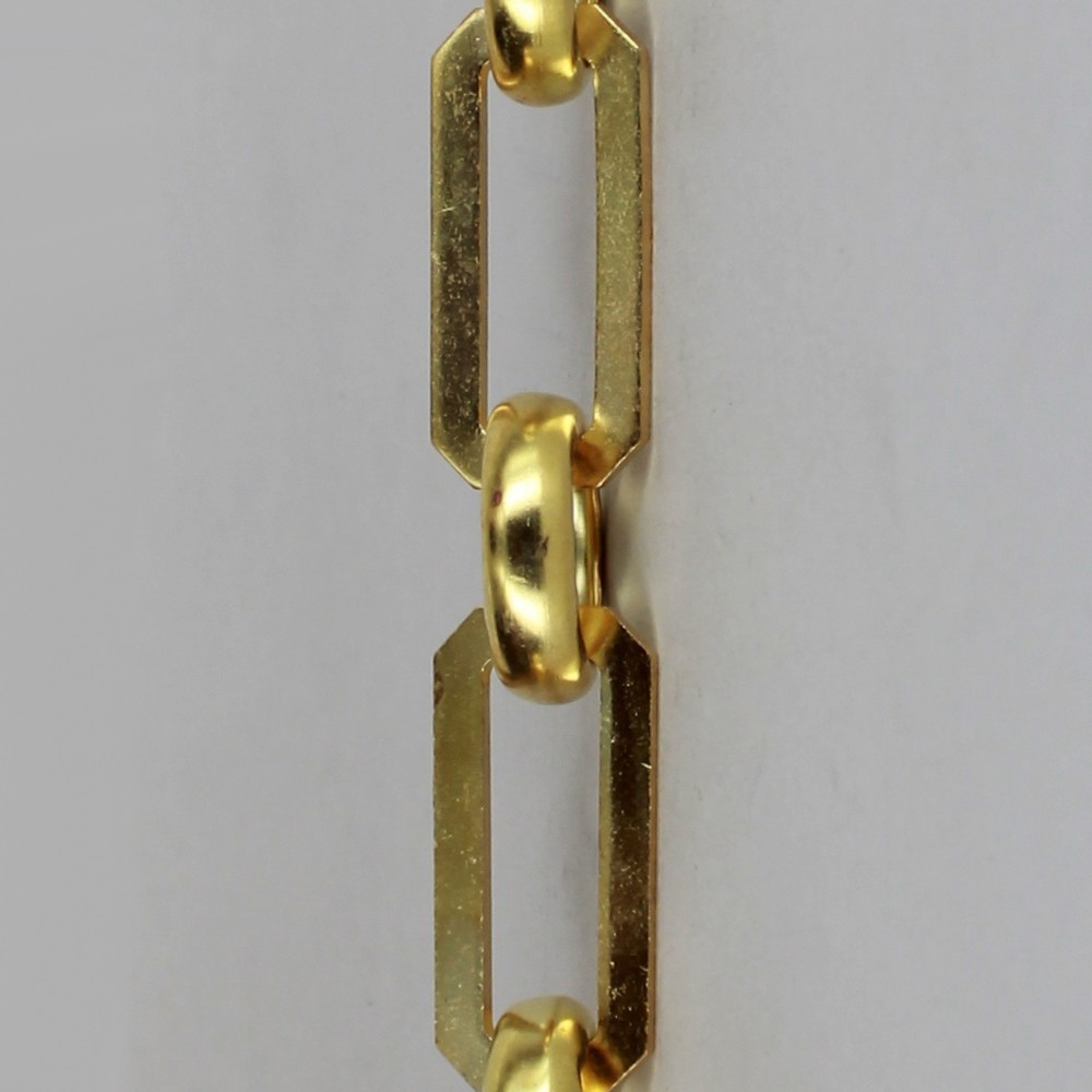 UNFINISHED BRASS RECTANGULAR SHAPE LAMP CHAIN WITH ROUND JOINING LINKS