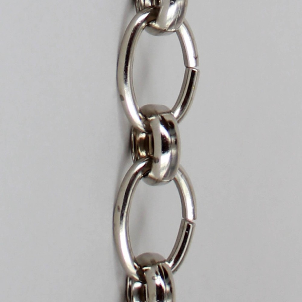 POLISHED NICKEL FINISH BRASS SMALL OVAL AND ROUND LINK CHAIN