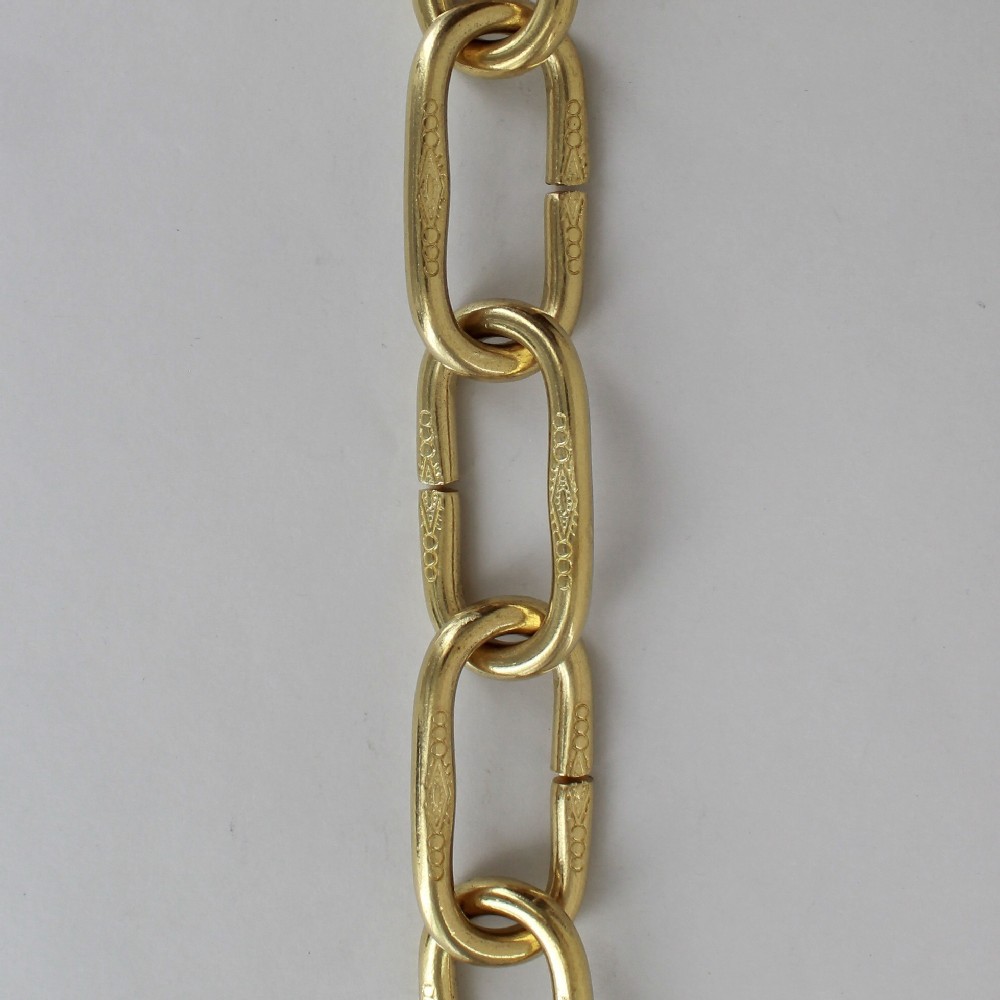 UNFINISHED BRASS SOLID DECORATIVE EMBOSSED LARGE OVAL 5/16IN. THICK CHAIN