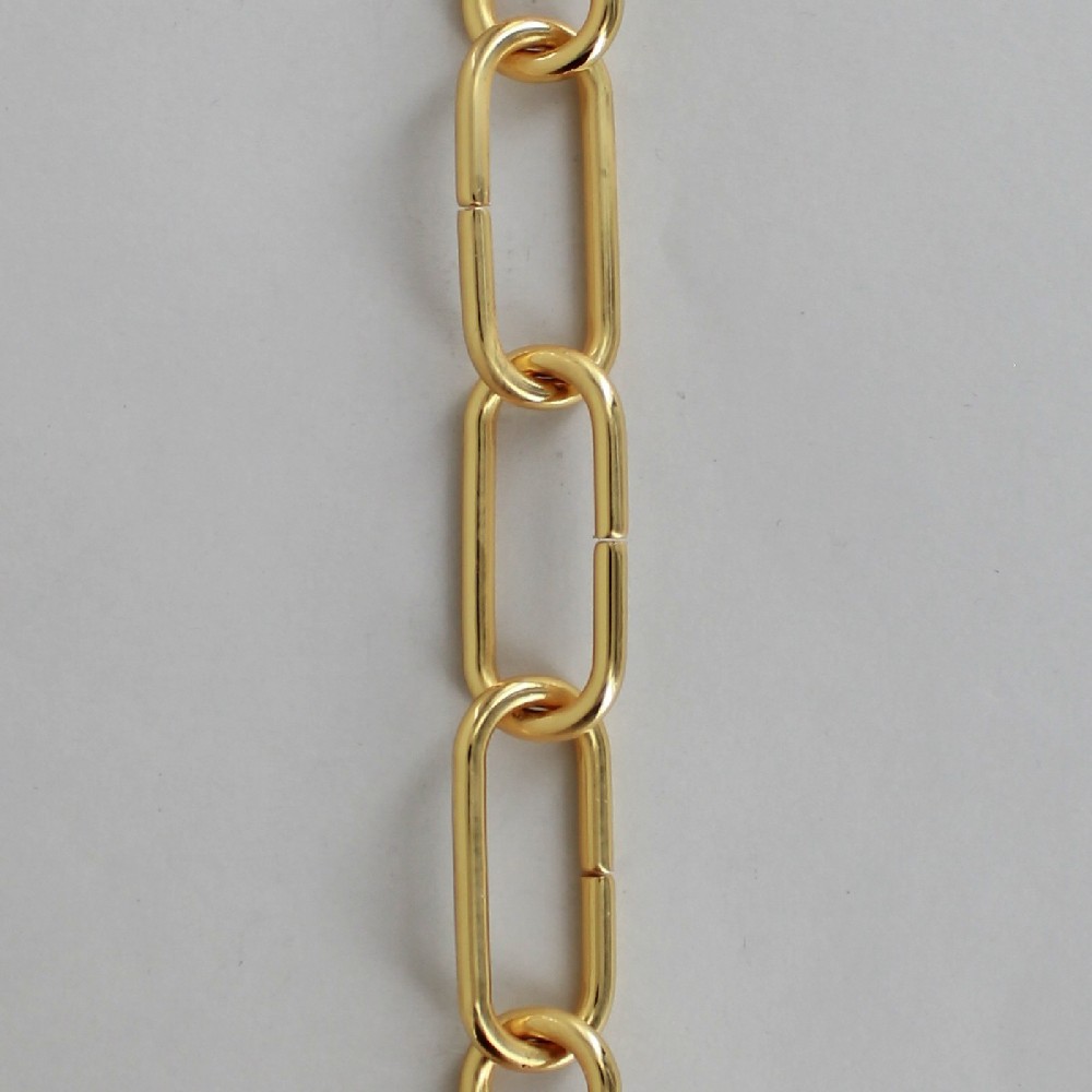 24 KARAT GOLD PLATED SOLID BRASS SMALL ELONGATED OVAL 1/8IN. THICK CHAIN