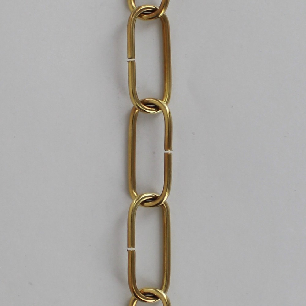 POLISHED AND LACQUERED BRASS SOLID BRASS SMALL ELONGATED OVAL 1/8IN. THICK CHAIN