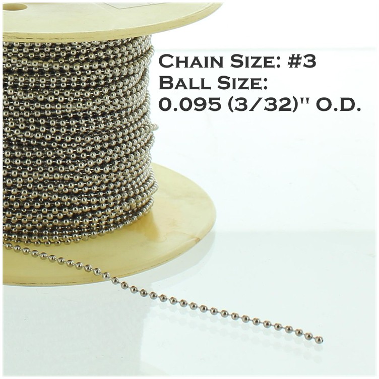 NICKEL PLATED STEEL #3 3/32IN. THICK BEADED CHAIN