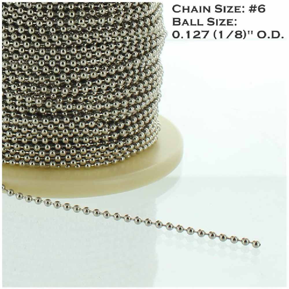 NICKEL PLATED STEEL #6 5/32IN. THICK BEADED CHAIN