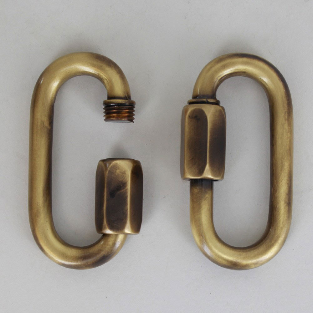 72MM LONG X 37MM WIDE POLISHED ANTIQUE BRASS FINISH BRASS QUICK LINK CHAIN LINK.