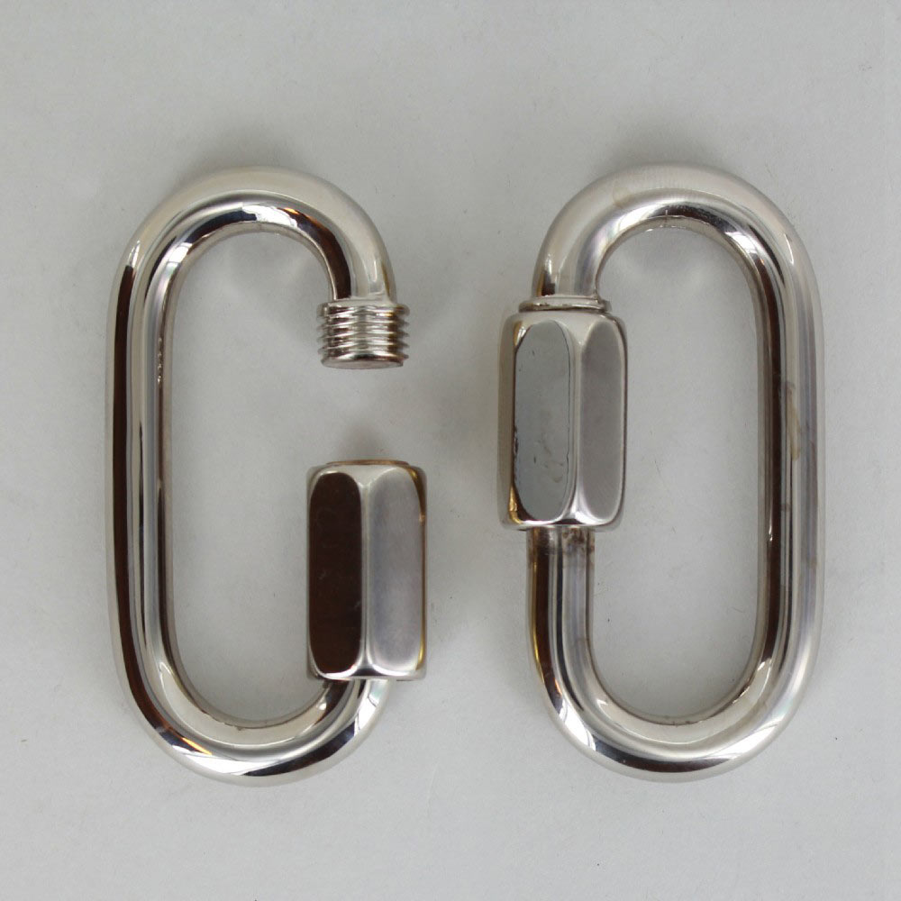 72MM LONG X 37MM WIDE POLISHED NICKEL FINISH BRASS QUICK LINK CHAIN LINK.