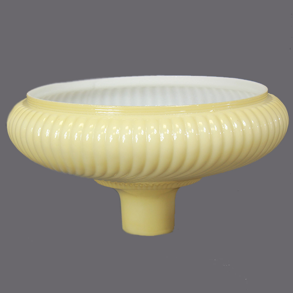 14IN. BUFF COLORED RIBBED SWIRL TORCHIERE SHADE WITH 2-3/4IN. NECK