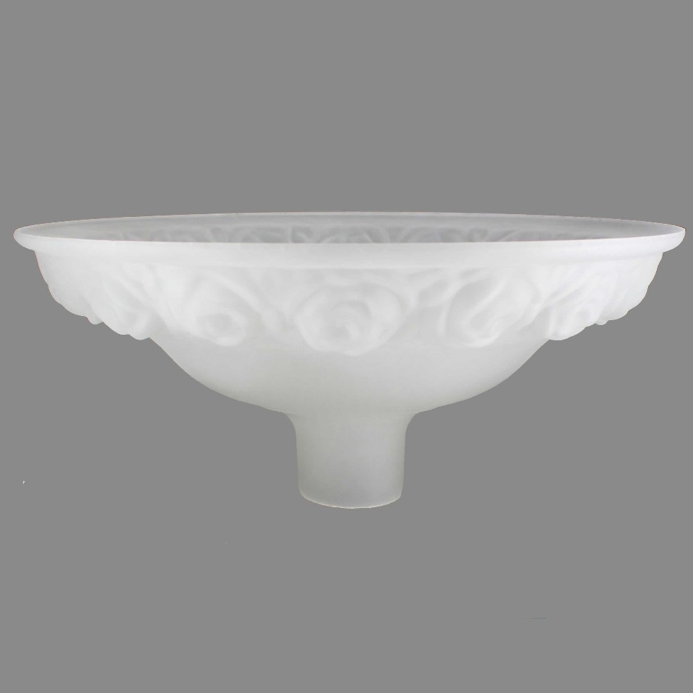 16-1/4IN. FROSTED WITH EMBOSSED ROSES TORCHIERE SHADE WITH 2-3/4IN. NECK