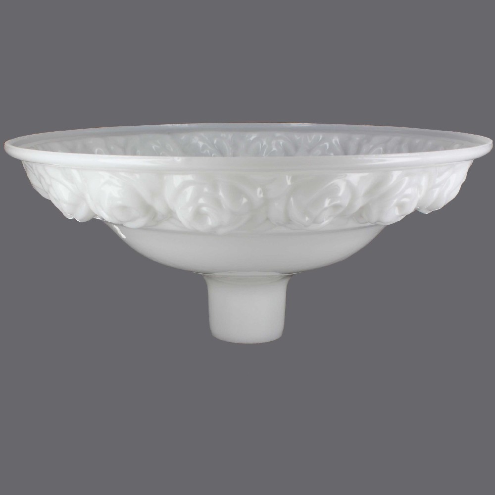 16-1/4IN. OPAL WHITE WITH EMBOSSED ROSES TORCHIERE SHADE WITH 2-3/4IN. NECK