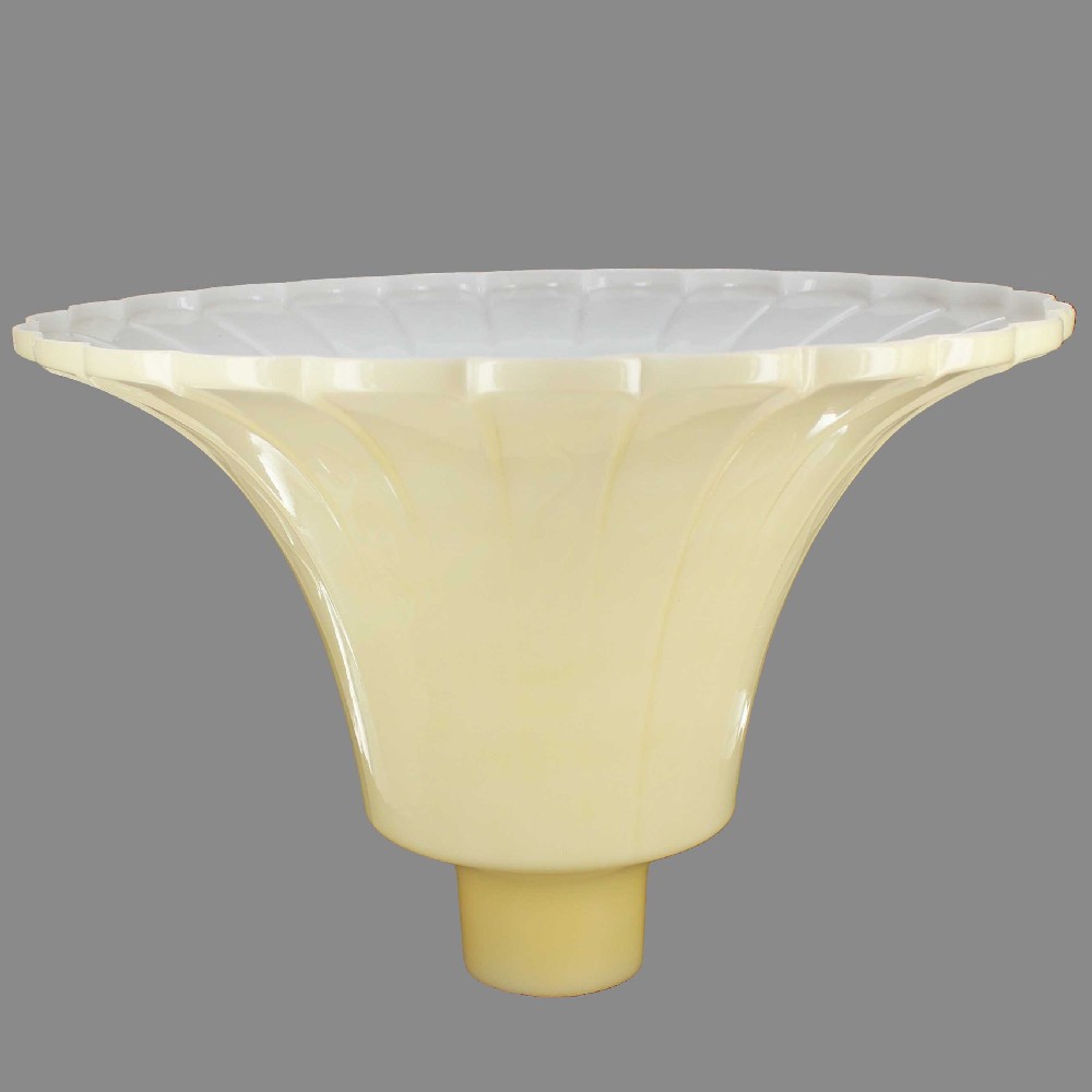 BUFF COLOR HAND BLOWN SCALLOP TORCHIERE SHADE WITH 2-3/4IN. NECK