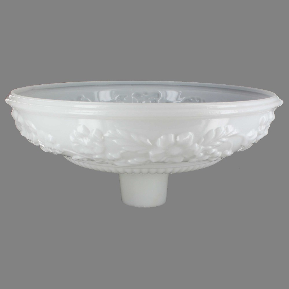 14-1/2IN. OPAL WHITE WITH EMBOSSED FLOWER TORCHIERE SHADE WITH 2-3/4IN. NECK