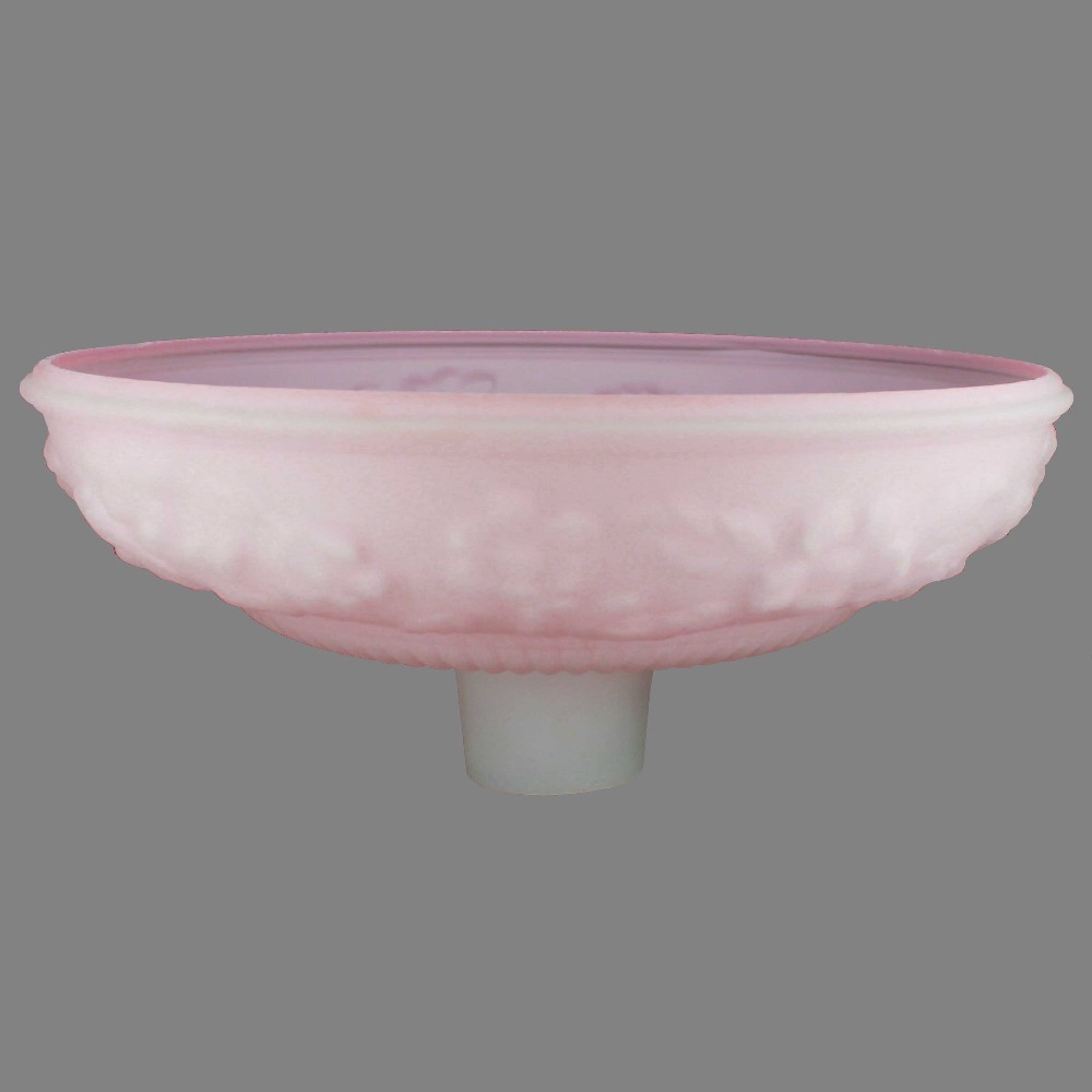 14-1/2IN. PINK FROSTED WITH EMBOSSED FLOWER TORCHIERE SHADE WITH 2-3/4IN. NECK