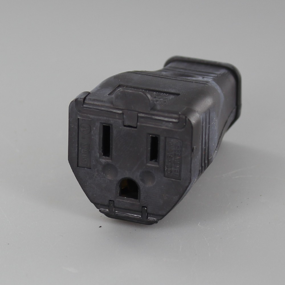 BLACK POLARIZED GROUNDED CLAMP-TIGHT CONNECTOR OUTLET WITH SCREW TERMINAL WIRE CONNECTION