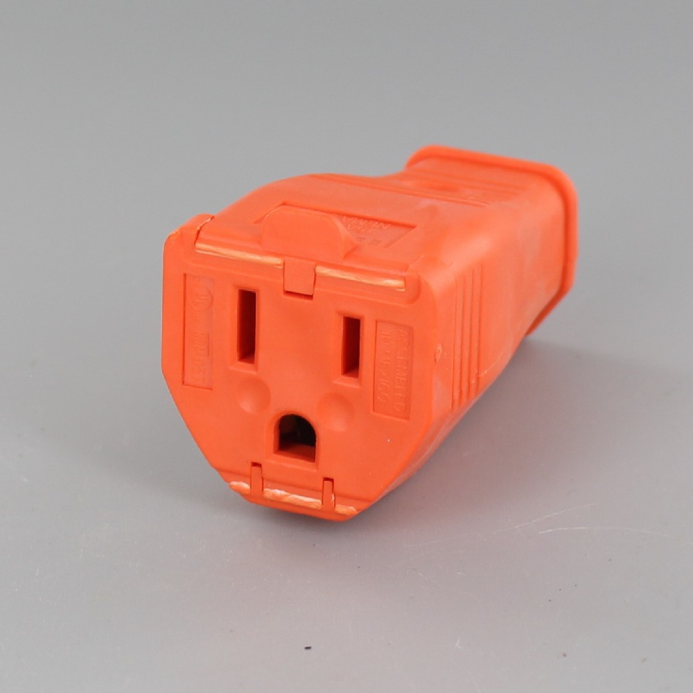 ORANGE POLARIZED GROUNDED CLAMP-TIGHT CONNECTOR OUTLET WITH SCREW TERMINAL WIRE CONNECTION