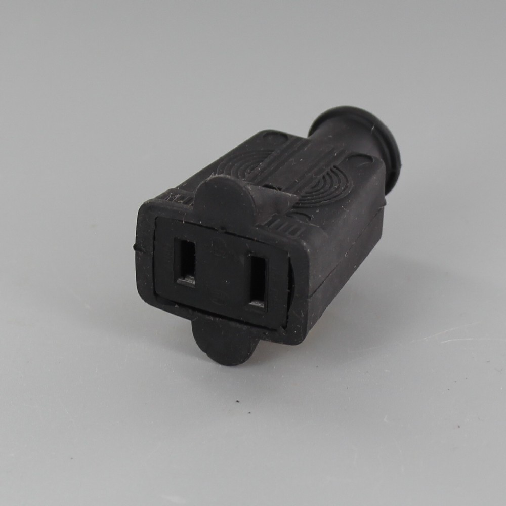BLACK RUBBER POLARIZED OUTLET WITH SCREW TERMINAL WIRE CONNECTION
