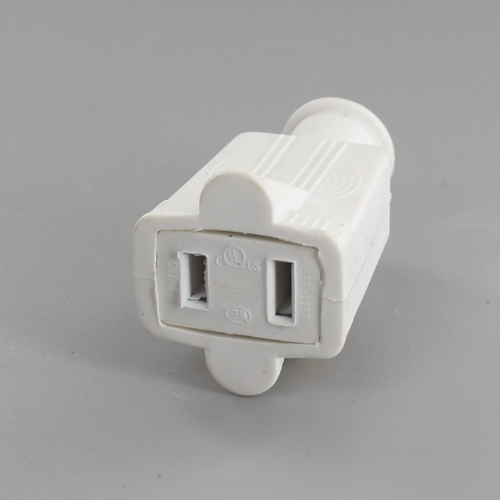 WHITE RUBBER POLARIZED OUTLET WITH SCREW TERMINAL WIRE CONNECTION