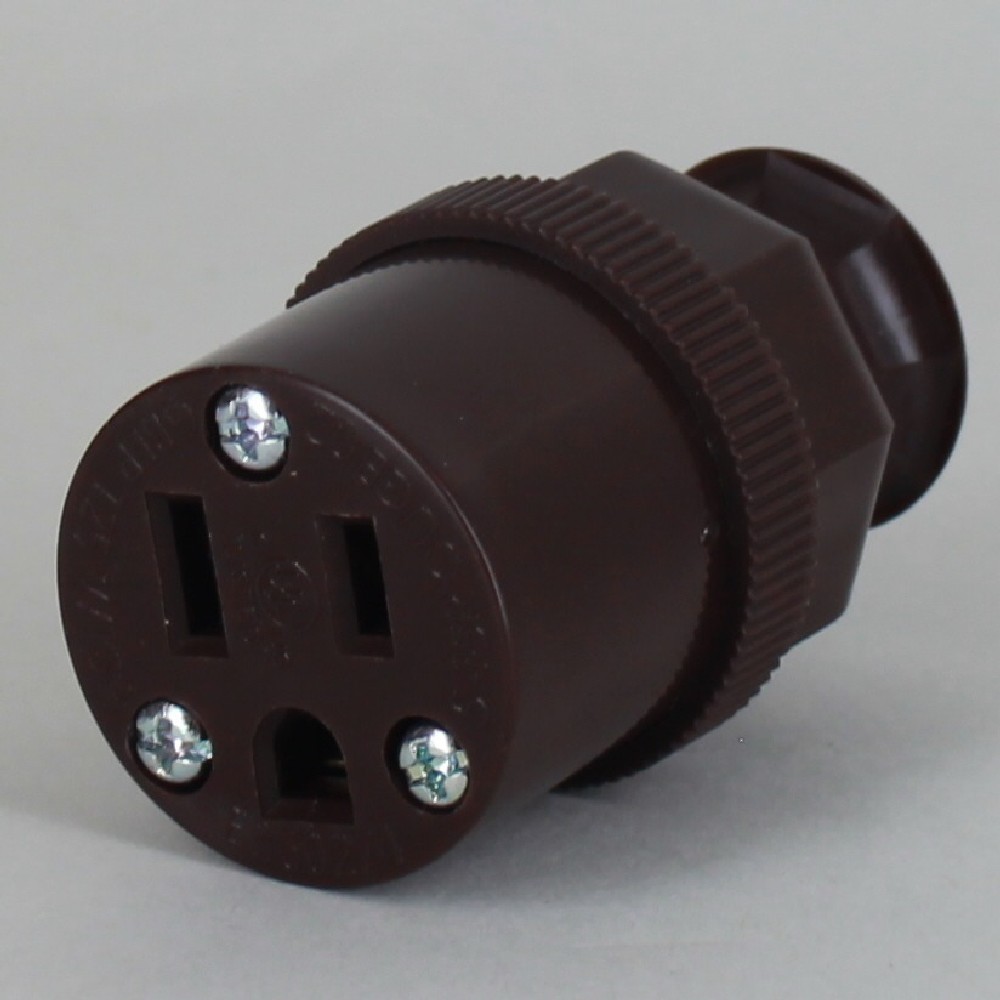 BROWN ANTIQUE STYLE DECORATIVE GROUNDED OUTLET WITH SCREW TERMINAL WIRE CONNECTIONS