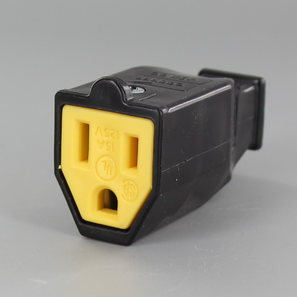 BLACK 3 WIRE GROUNDED THERMOPLASTIC OUTLET WITH SCREW TERMINAL CONNECTION